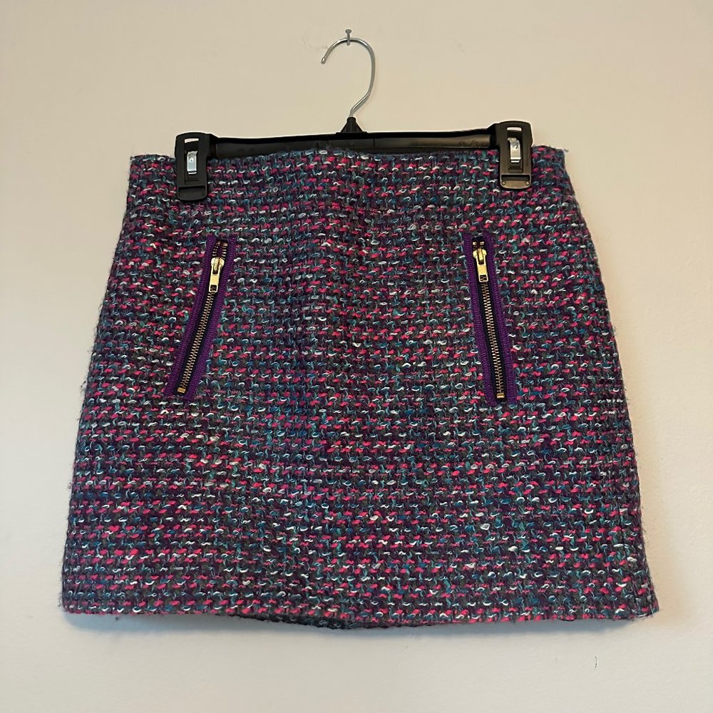 J Crew Purple Pink Tweed Skirt